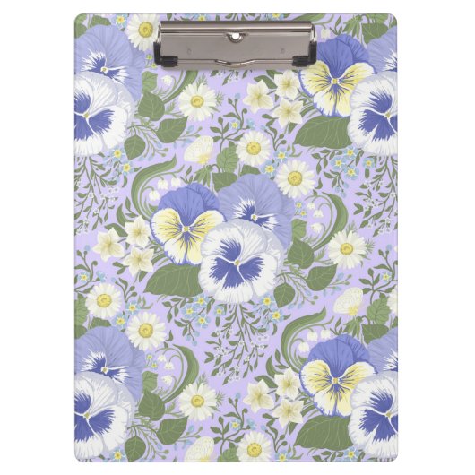 Frühlingsgartenblumen auf Lavendel Klemmbrett (Vorderseite)