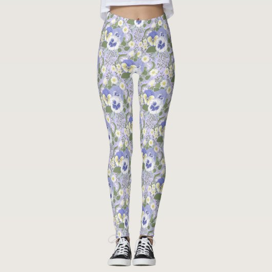 Frühlingsgartenblumen auf Lavendel Leggings (Vorderseite)
