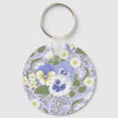 Frühlingsgartenblumen auf Lavendel Schlüsselanhänger (Vorderseite)