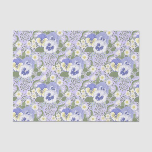 Frühlingsgartenblumen auf Lavendel Seidenpapier (Vorderseite)