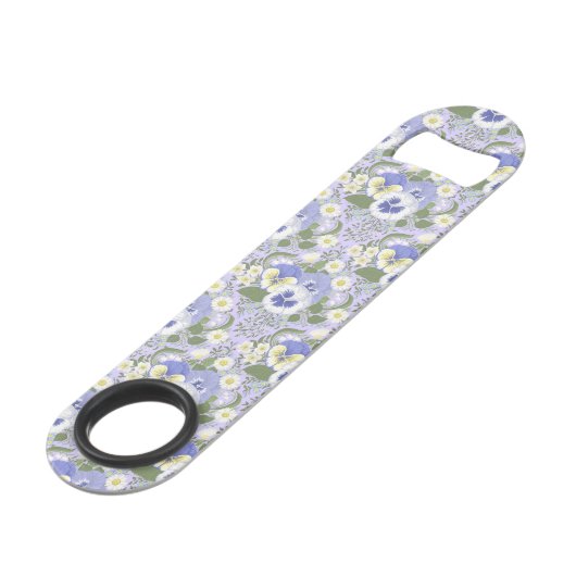 Frühlingsgartenblumen auf Lavendel Speed Flaschenöffner (Vorderseite Schrägansicht)