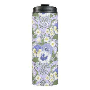Frühlingsgartenblumen auf Lavendel Thermosbecher