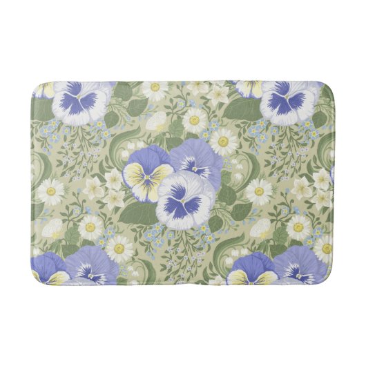 Frühlingsgartenblumen auf Salbei Badematte (Vorderseite)