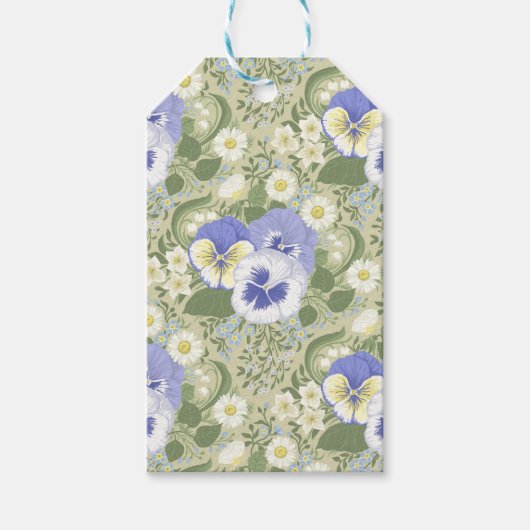 Frühlingsgartenblumen auf Salbei Geschenkanhänger (Vorderseite)