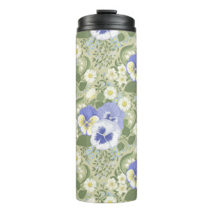 Frühlingsgartenblumen auf Salbei Thermosbecher