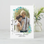 Frühlingsgebirge Hochzeit danke Ihnen Fotokarte Save The Date (Stehend Vorderseite)