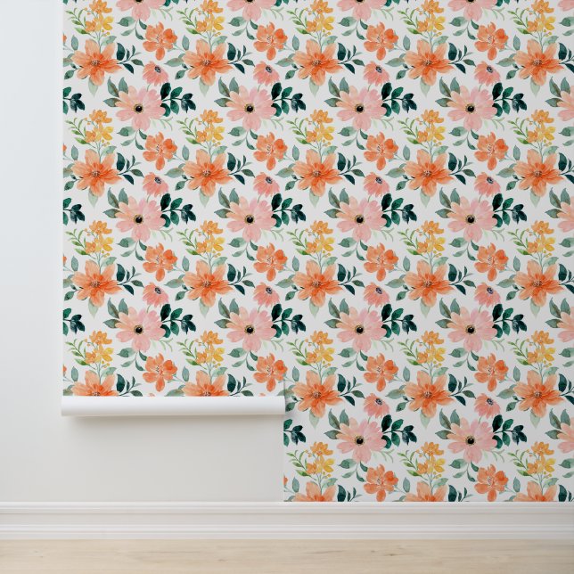 Frühlingsgeflüster Wasserfarben-Blumen Tapete (Anwendung)