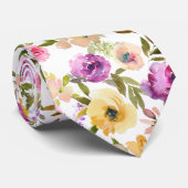 Frühlingsgelb Rosa Lila Blütenfarbe Krawatte (Gerollt)
