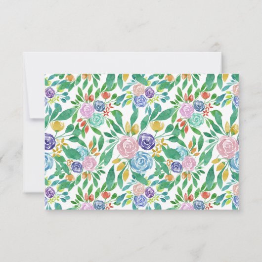 Frühlingsgelb Rosa Orange Grüne Blütenfarbe Save The Date (Rückseite)