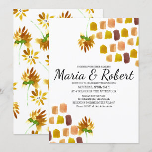 Frühlingsgelbe Aquarellblumen Malerische Ecke Einladung