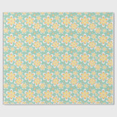 Frühlingsgelbe Blumen auf Grün Geschenkpapier (Flach)