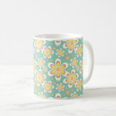 Frühlingsgelbe Blumen auf Grün Kaffeetasse (VorderseiteRechts)