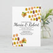 Frühlingsgelbe Farbe Florals farbenfrohe Ecke Einladung (Stehend Vorderseite)