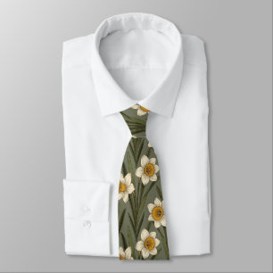 Frühlingsgelbe Narzissen-Blumen-Botanik-Muster Krawatte