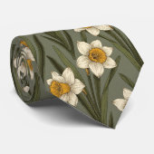 Frühlingsgelbe Narzissen-Blumen-Botanik-Muster Krawatte (Gerollt)