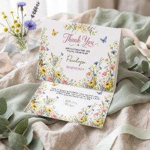 Frühlingsgelbe Schleifen-Wildblumen Pastellwiese Dankeskarte