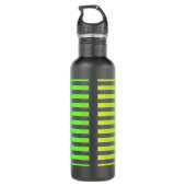 Frühlingsgelbe Streifen schwarz Edelstahlflasche (Rückseite)