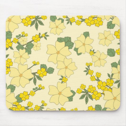 Frühlingsgelbes Blumenmuster Mousepad (Vorne)