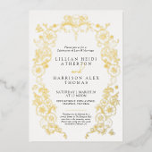 Frühlingsgeschichte Lilie Hochzeit Schwarz-weißer Folieneinladung (Vorderseite)