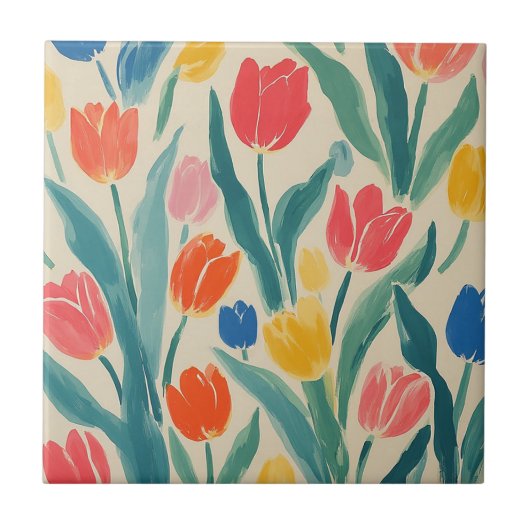 Frühlingsglanz der Tulpen Fliese (Vorderseite)
