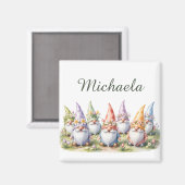 Frühlingsgnome auf einer Wiese Magnet (Vorderseite/Rückseite)