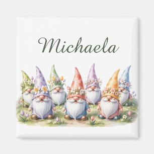 Frühlingsgnome auf einer Wiese Magnet