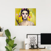 Frühlingsgöttin Gelber Hintergrund Poster (Heimbüro)