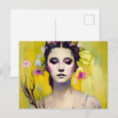 Frühlingsgöttin Gelber Hintergrund Postkarte (Vorne/Hinten)