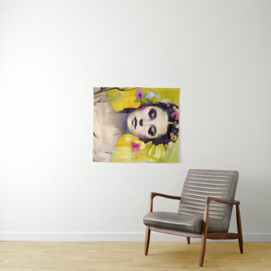 Frühlingsgöttin Gelber Hintergrund Wandteppich (Beispiel (Horizontal))