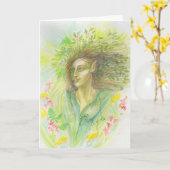 Frühlingsgöttin Karte (Gelbe Blume)