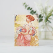 Frühlingsgöttin mit Blumen Postkarte (Stehend Vorderseite)