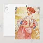 Frühlingsgöttin mit Blumen Postkarte (Vorne/Hinten)