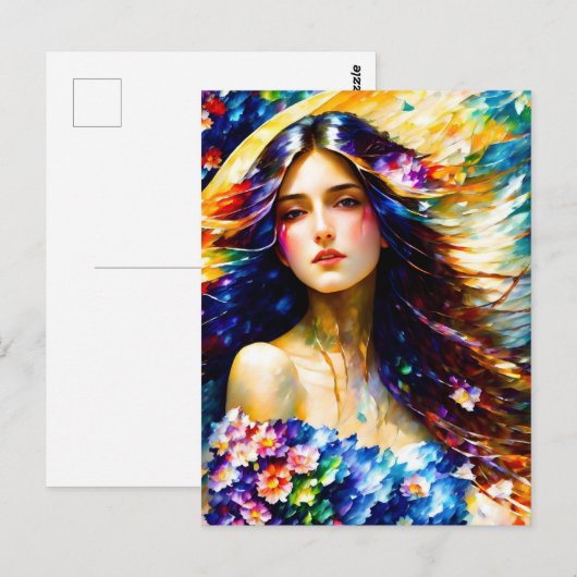 Frühlingsgöttin Postkarte (Vorne/Hinten)