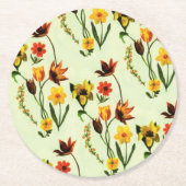 Frühlingsgras Gelbe Wildblumen Aquarell Runder Pappuntersetzer (Vorderseite)