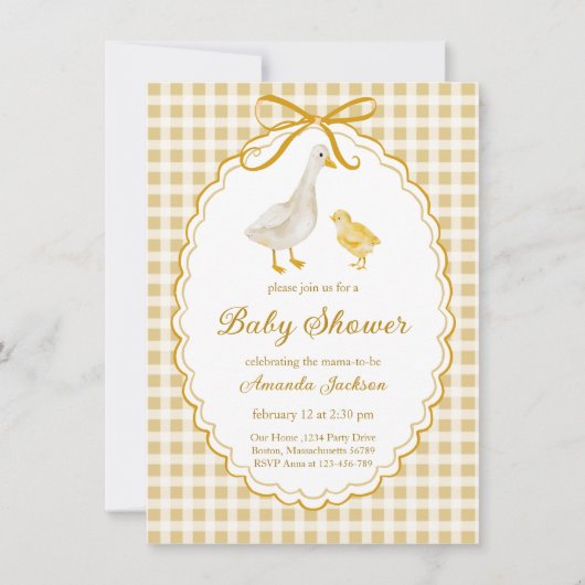 Frühlingsgras und Gosling Baby Dusche Einladung (Vorderseite)