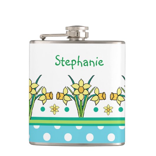 Frühlingsgrenz und Polka Dots Hip Flask Flachmann (Vorderseite)