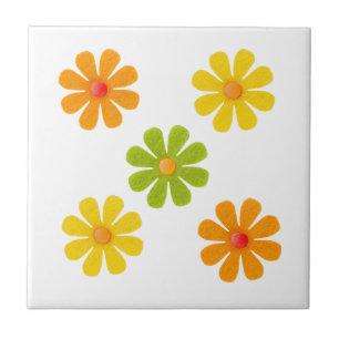 Frühlingsgrün, Gelb, orange Blumen für Küche Fliese