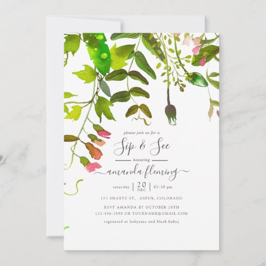 Frühlingsgrün im Wasser Sip and See Einladung (Vorderseite)