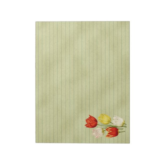 Frühlingsgrün mit Tulpen Notizblock (Rotiert)