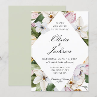 Frühlingsgrün | Pink Tulip Daffodil Bloral Wedding Einladung