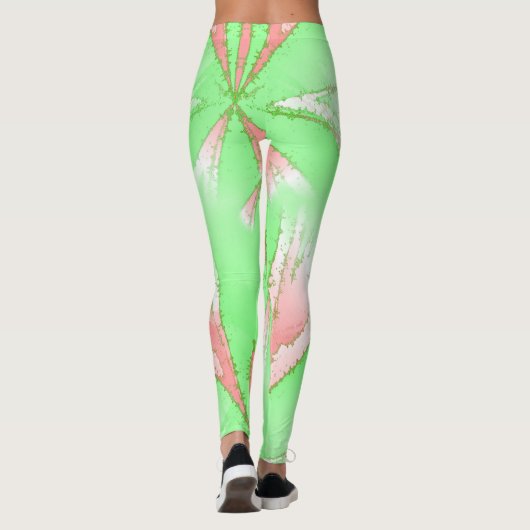 Frühlingsgrün rosa Weiße Leggings (Rückseite)