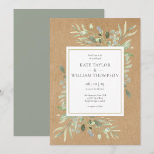 Frühlingsgrün-Rustikale-Kraft-Hochzeit Einladung