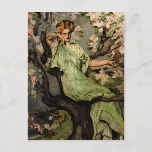 Frühlingsgrüne Dame - Vintage-Wald-Sylphe Gibson G Postkarte