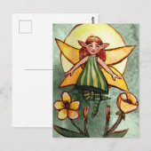 Frühlingsgrüne Fee Postkarte (Vorne/Hinten)
