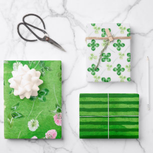 Frühlingsgrüne Keilstreifen Geschenkpapier Set