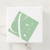 Frühlingsgrüne moderne Typografie paart Monogramm Geschenkanhänger (Beispiel)