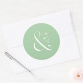 Frühlingsgrüne moderne Typografie paart Monogramm Runder Aufkleber (Umschlag)