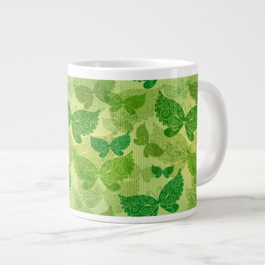 Frühlingsgrünes Muster Jumbo-Tasse (Vorderseite Rechts)