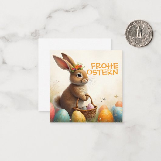 Frühlingsgrüß vom Osterhasen Mitteilungskarte (Vorderseite/Rückseite Beispiel)