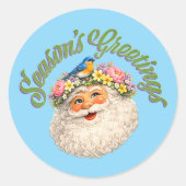 Frühlingsgrüße - Frühling Santa Runder Aufkleber (Vorderseite)